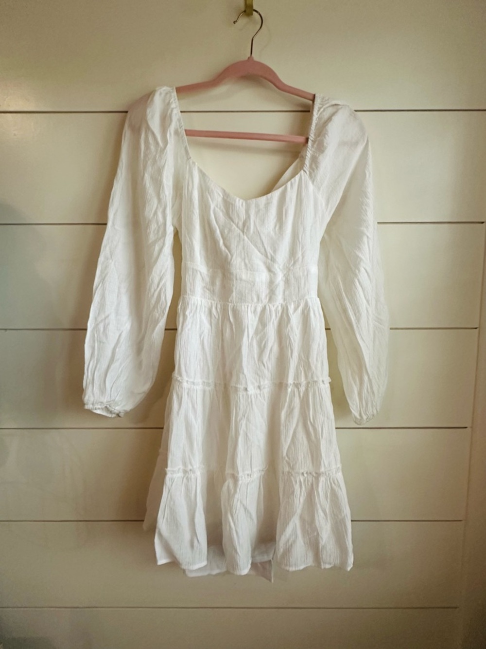 Altar'd State White Long Sleeve Tiered Midi Dress